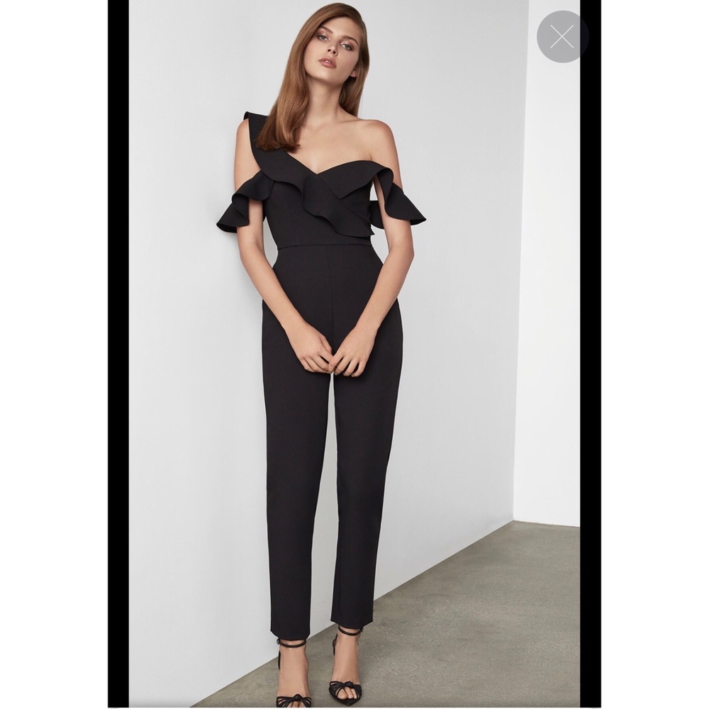 BCBG One Shoulder Ruffle Jumpsuit